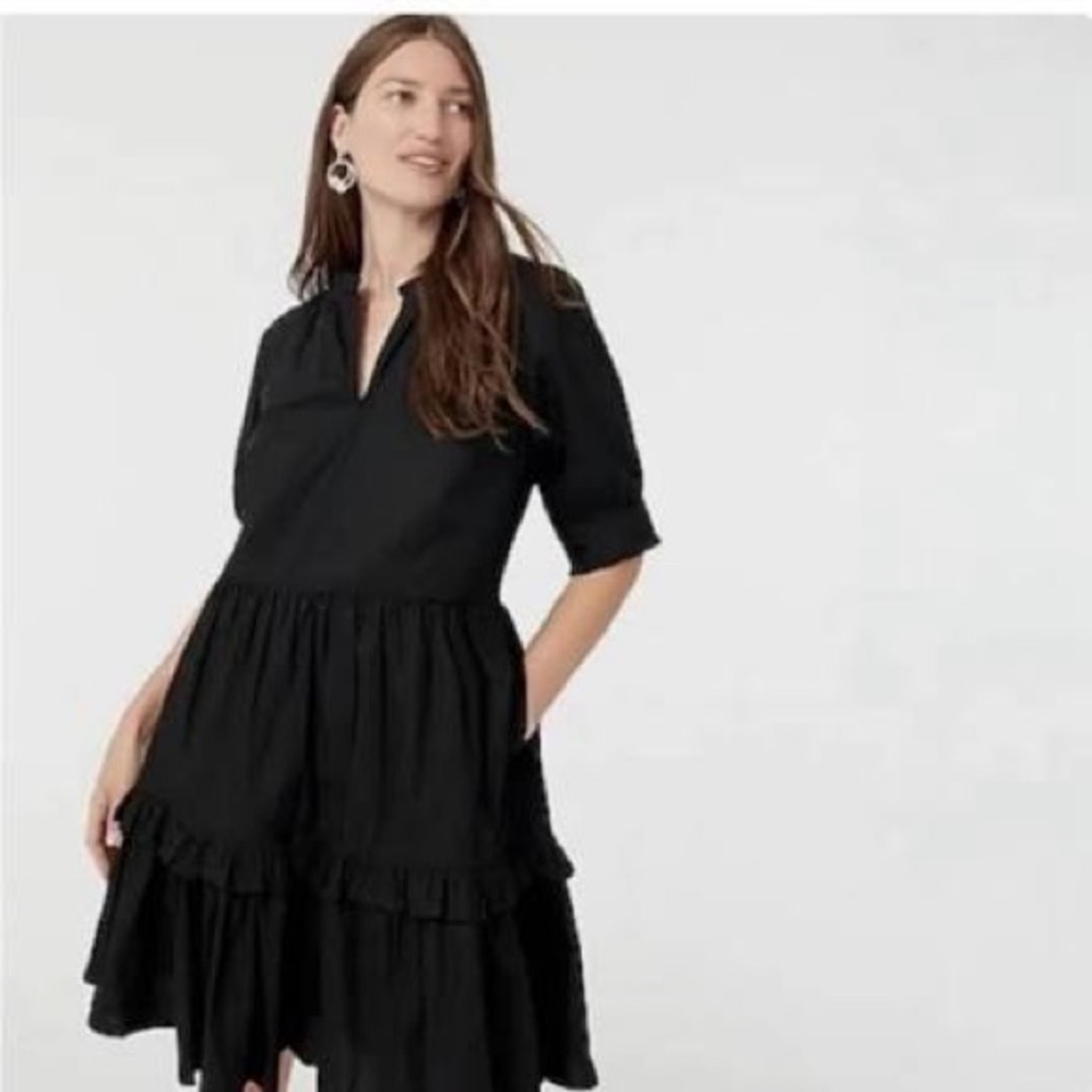 Black Tiered popover Dress